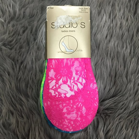 Studio S | Women's Liner Socks | Size 9-11 | 3 Pairs | Neon - Picture 1 of 2